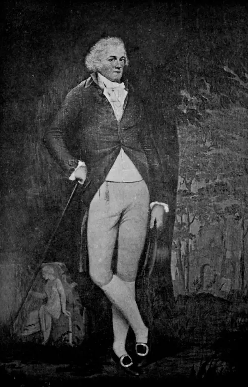 Portrait of Edward Austen Knight, Jane Austen's brother, in Regency dress standing outdoors