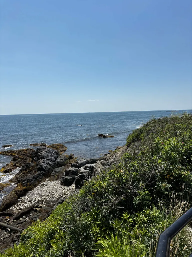 The Newport Cliff Walk along the eastern shoreline with the Atlantic on one side and mansion lawns on the other
