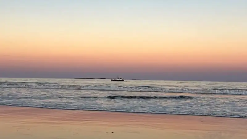 A Maine beach at sunset
